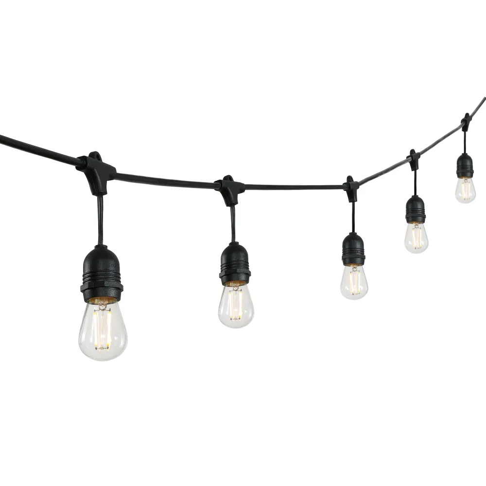 15-Light Indoor/Outdoor 48 ft. Rustic Industrial LED S14 Edison Buld String Lights