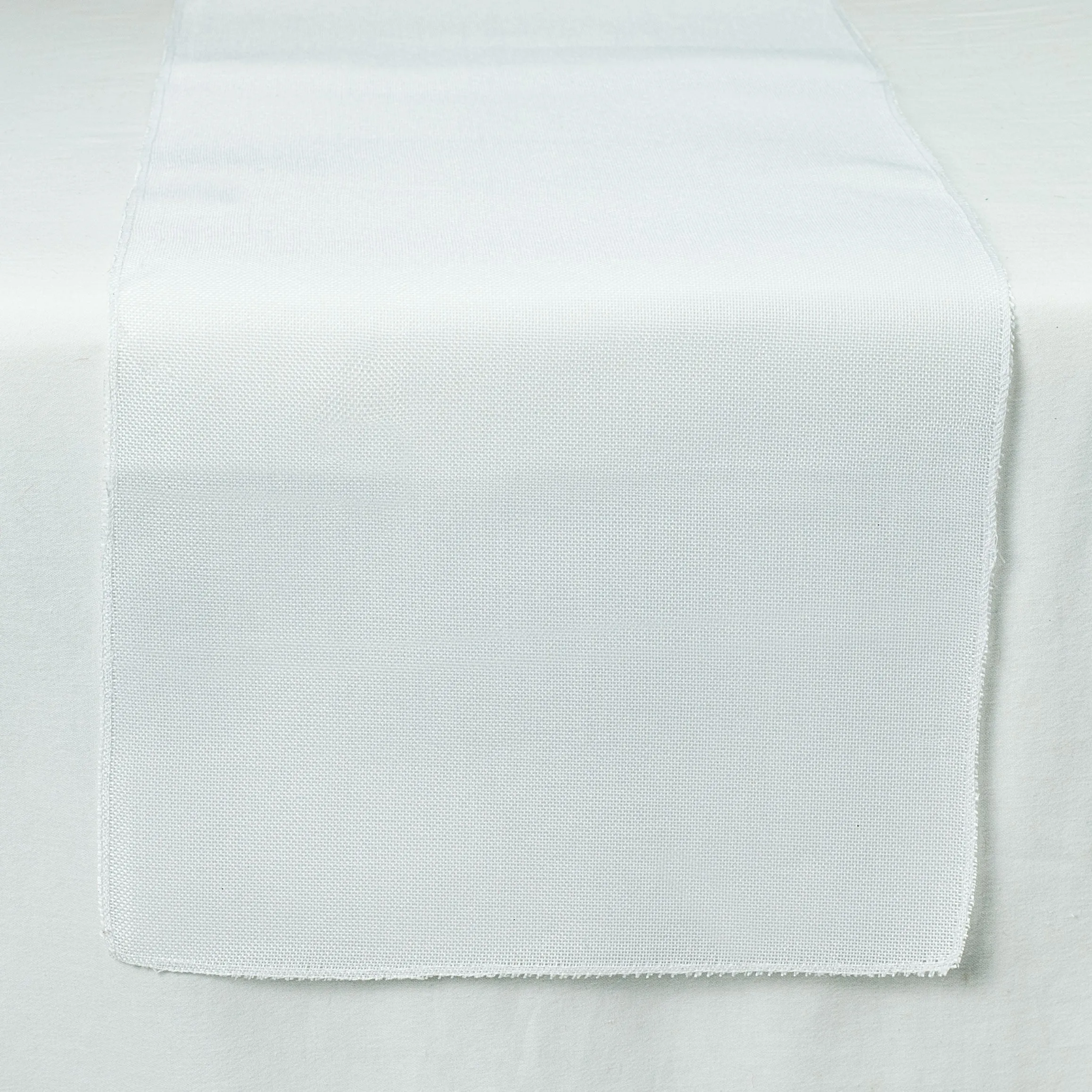 72" Faux Jute Table Runner: White