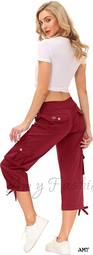 Amy Fashion - Loose Hiking Pants Lightweight Quick Dry Outdoor Cargo Capris