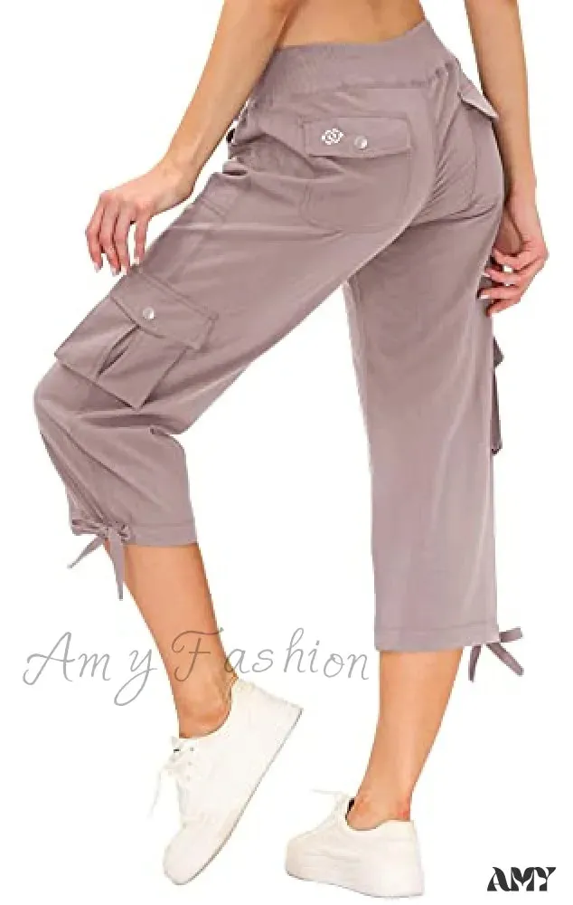 Amy Fashion - Loose Hiking Pants Lightweight Quick Dry Outdoor Cargo Capris