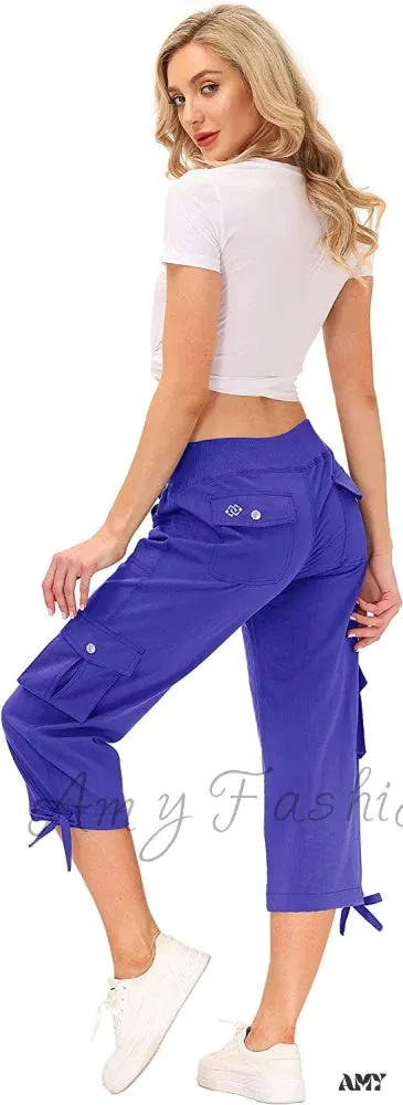 Amy Fashion - Loose Hiking Pants Lightweight Quick Dry Outdoor Cargo Capris