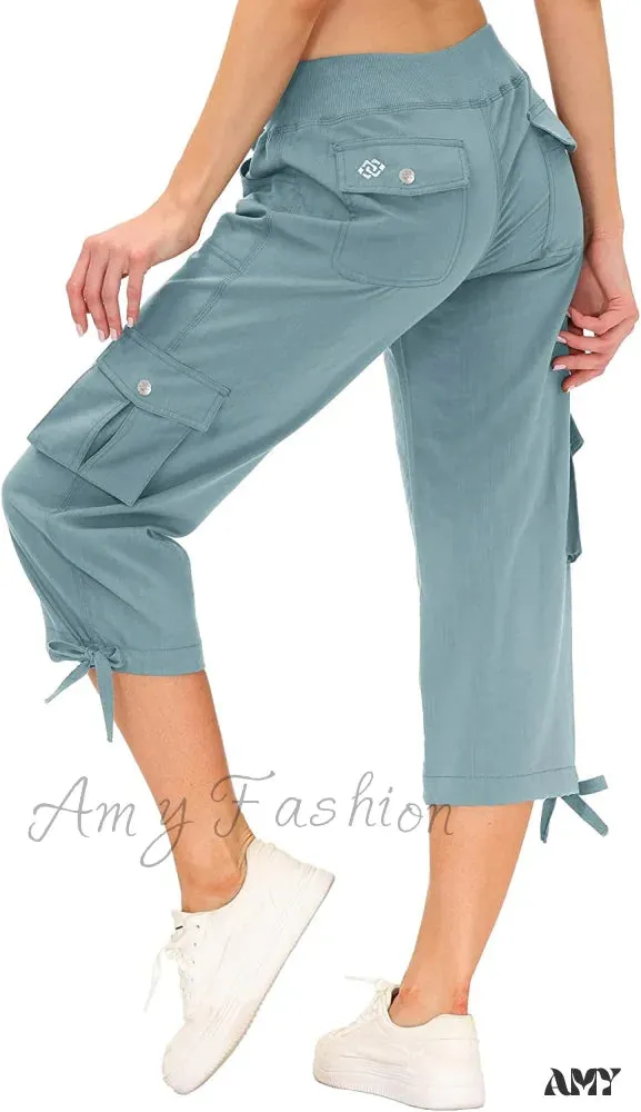 Amy Fashion - Loose Hiking Pants Lightweight Quick Dry Outdoor Cargo Capris