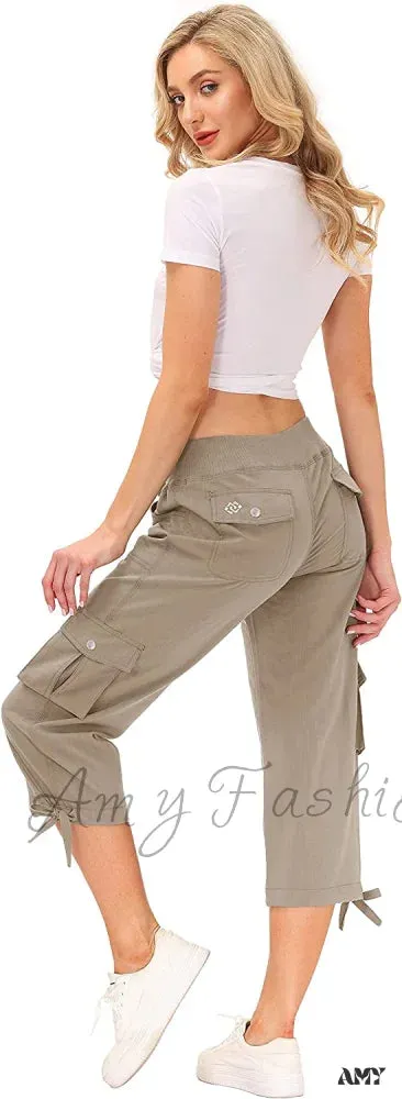 Amy Fashion - Loose Hiking Pants Lightweight Quick Dry Outdoor Cargo Capris