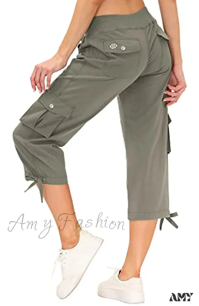 Amy Fashion - Loose Hiking Pants Lightweight Quick Dry Outdoor Cargo Capris