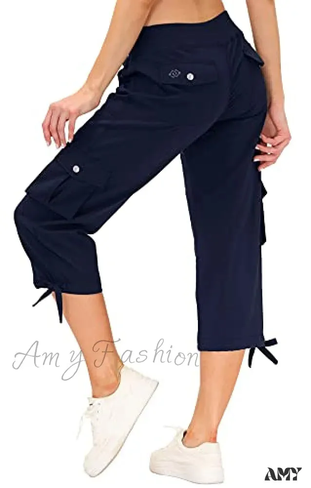 Amy Fashion - Loose Hiking Pants Lightweight Quick Dry Outdoor Cargo Capris