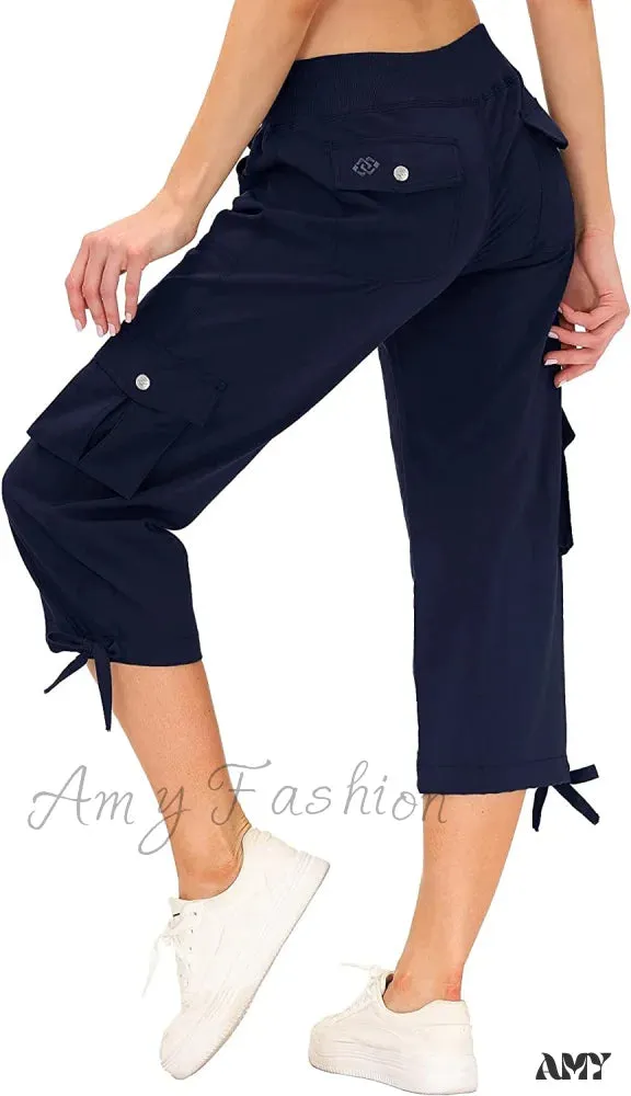 Amy Fashion - Loose Hiking Pants Lightweight Quick Dry Outdoor Cargo Capris