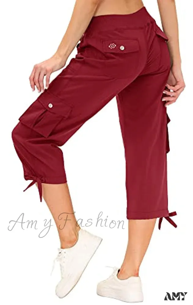 Amy Fashion - Loose Hiking Pants Lightweight Quick Dry Outdoor Cargo Capris