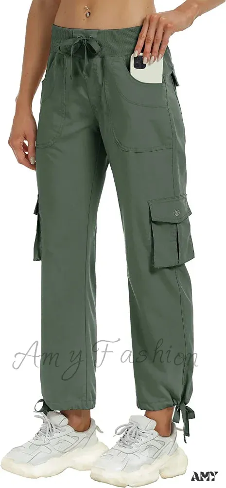 Amy Fashion - Loose Hiking Pants Lightweight Quick Dry Outdoor Cargo Capris