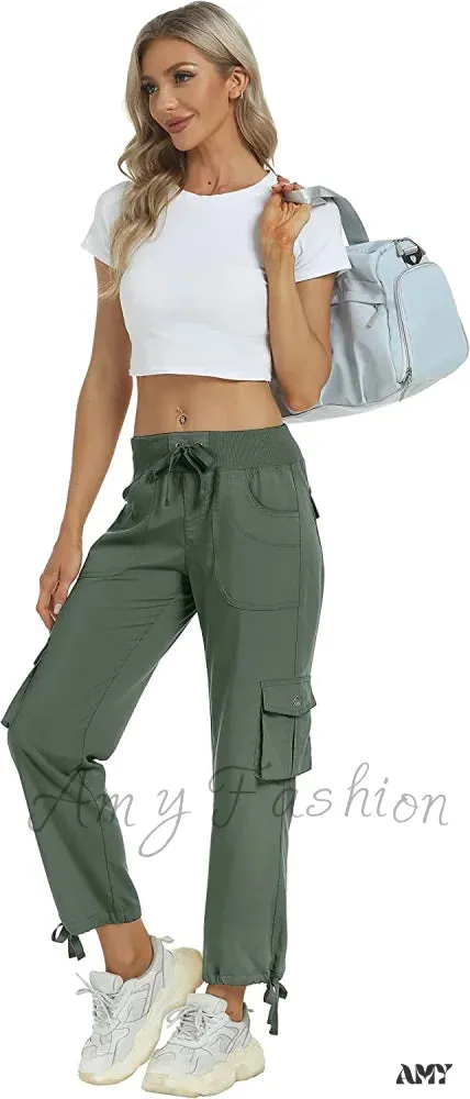 Amy Fashion - Loose Hiking Pants Lightweight Quick Dry Outdoor Cargo Capris