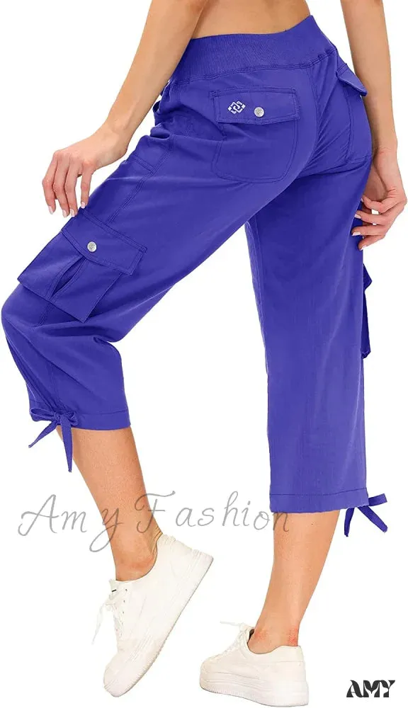 Amy Fashion - Loose Hiking Pants Lightweight Quick Dry Outdoor Cargo Capris