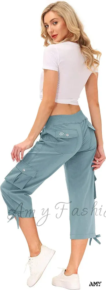 Amy Fashion - Loose Hiking Pants Lightweight Quick Dry Outdoor Cargo Capris