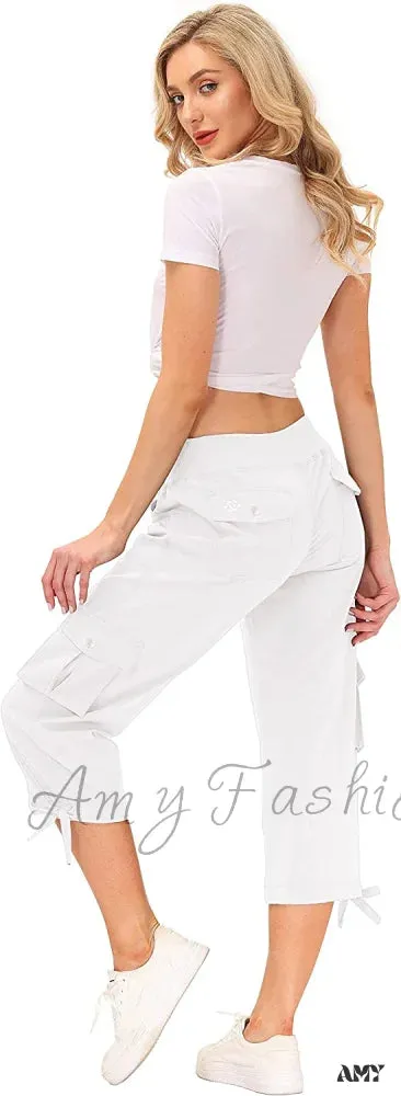 Amy Fashion - Loose Hiking Pants Lightweight Quick Dry Outdoor Cargo Capris