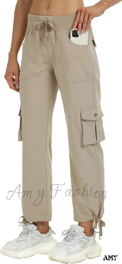 Amy Fashion - Loose Hiking Pants Lightweight Quick Dry Outdoor Cargo Capris