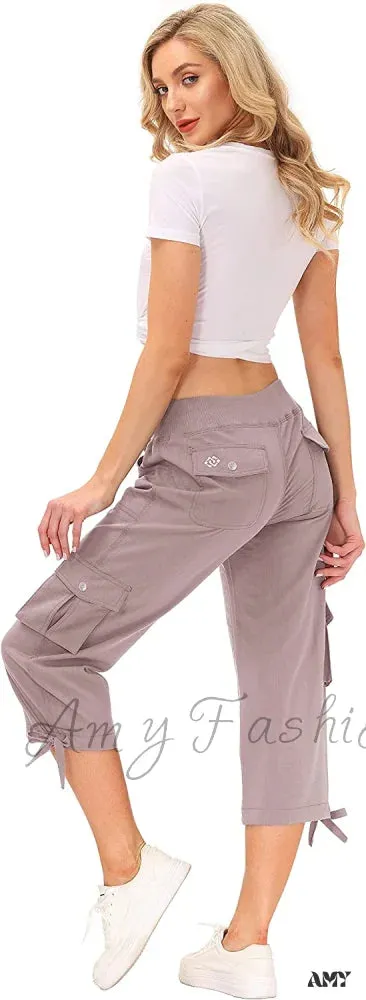 Amy Fashion - Loose Hiking Pants Lightweight Quick Dry Outdoor Cargo Capris