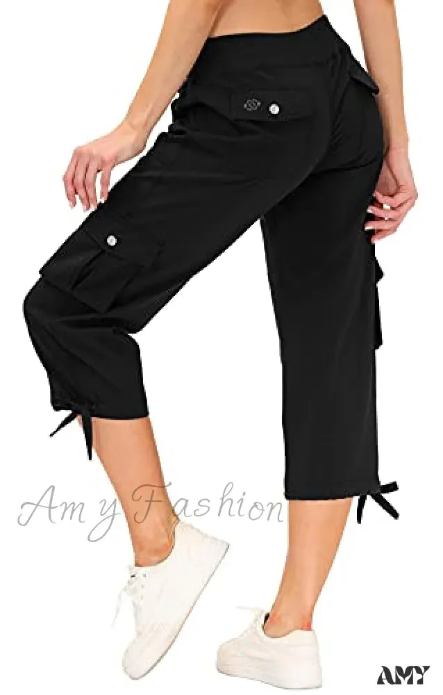 Amy Fashion - Loose Hiking Pants Lightweight Quick Dry Outdoor Cargo Capris