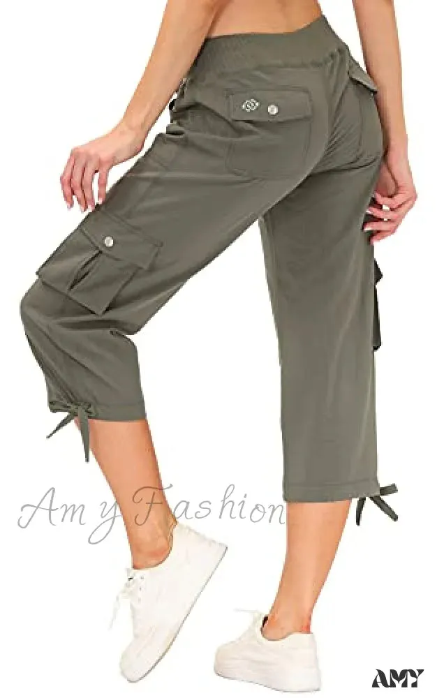 Amy Fashion - Loose Hiking Pants Lightweight Quick Dry Outdoor Cargo Capris