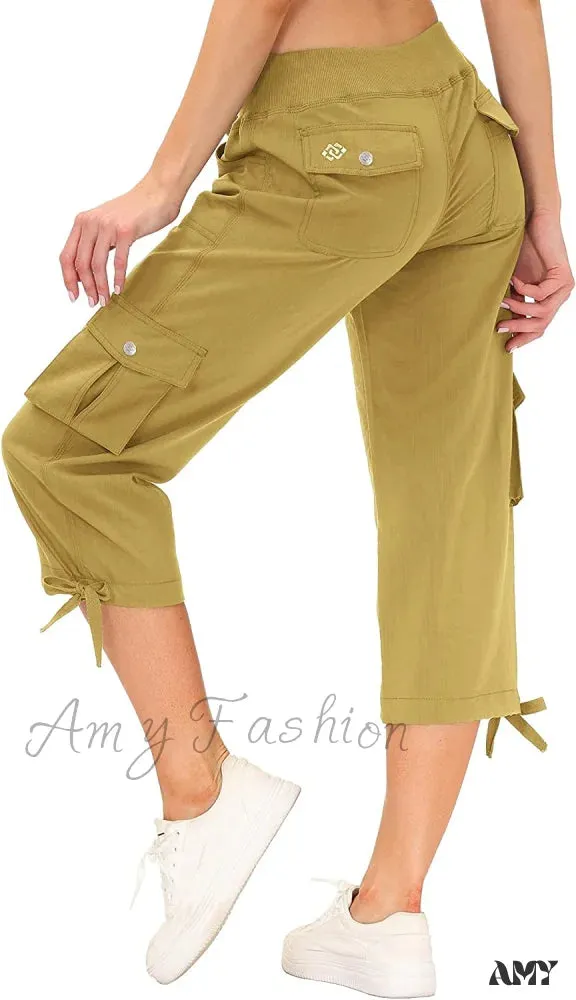 Amy Fashion - Loose Hiking Pants Lightweight Quick Dry Outdoor Cargo Capris