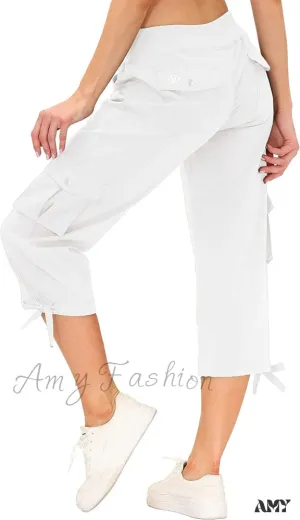 Amy Fashion - Loose Hiking Pants Lightweight Quick Dry Outdoor Cargo Capris