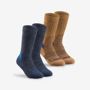 Children's warm hiking socks - SH100 WARM MID - x2 pairs