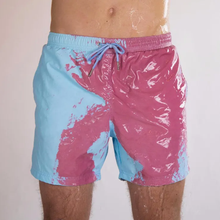 Color-changing Beach Shorts Men Swimming Surfing Board Swimwear Quick Dry Discoloration Shorts