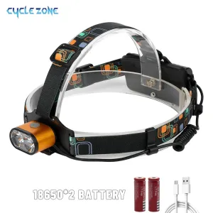 Cycle Zone High-power LED Headlight Portable 2T6 Long-range Headlamps Night Fishing Camping Hiking Outdoor Lighting Facility