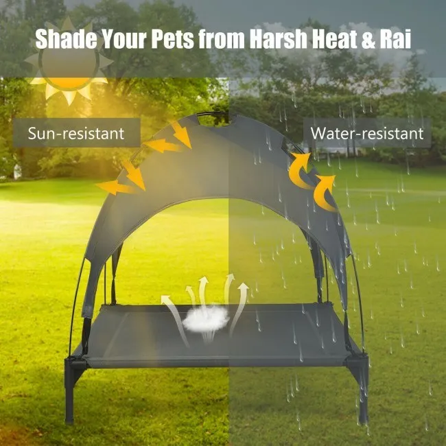 Elevated Outdoor Bed for Dogs with Removable Canopy