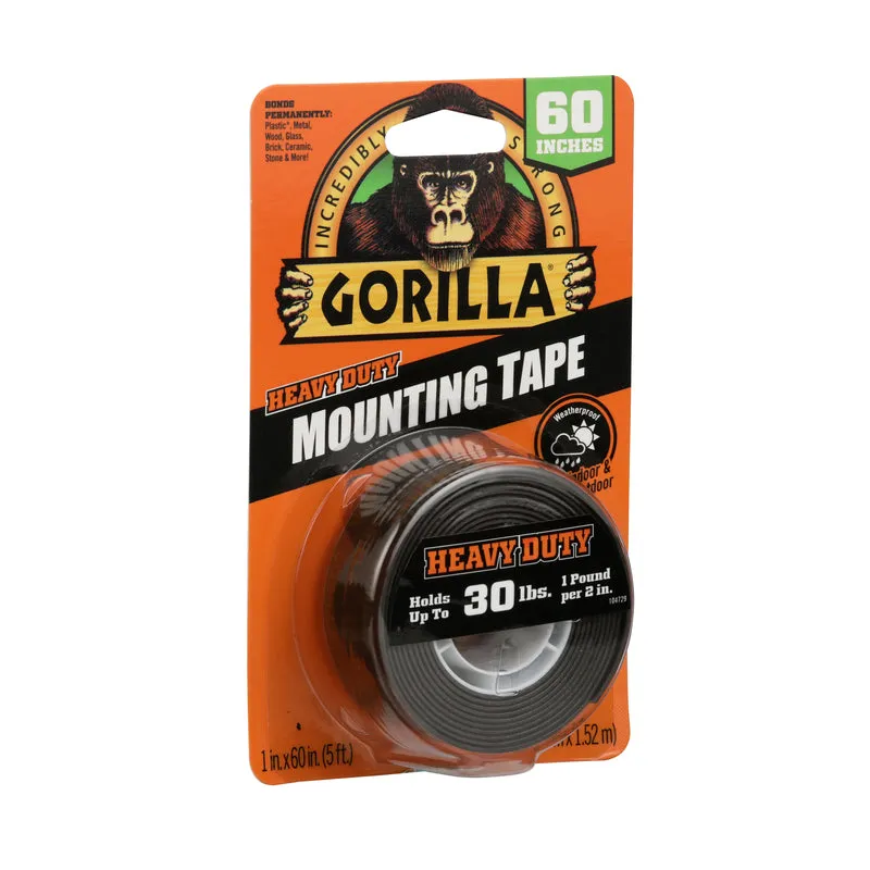 Gorilla Double Sided 1 in. W X 60 in. L Mounting Tape Black