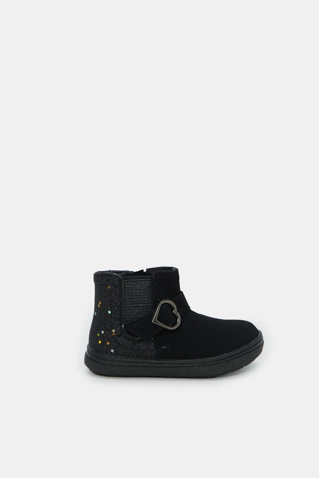 Infant Girls Black Star Ankle Boot