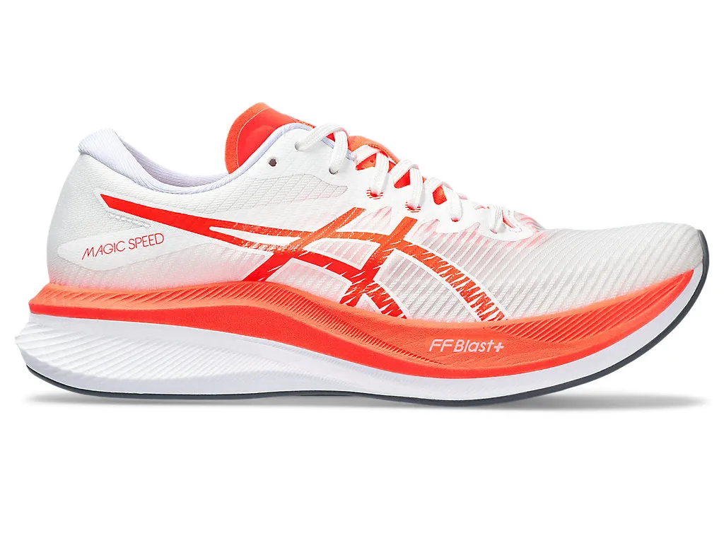 Men's Asics Magic Speed 3, White/Sunrise Red, 10.5 D Medium