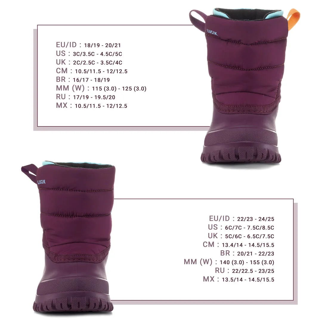 Wedze Warm Après-Ski Baby Snow Boots - Purple