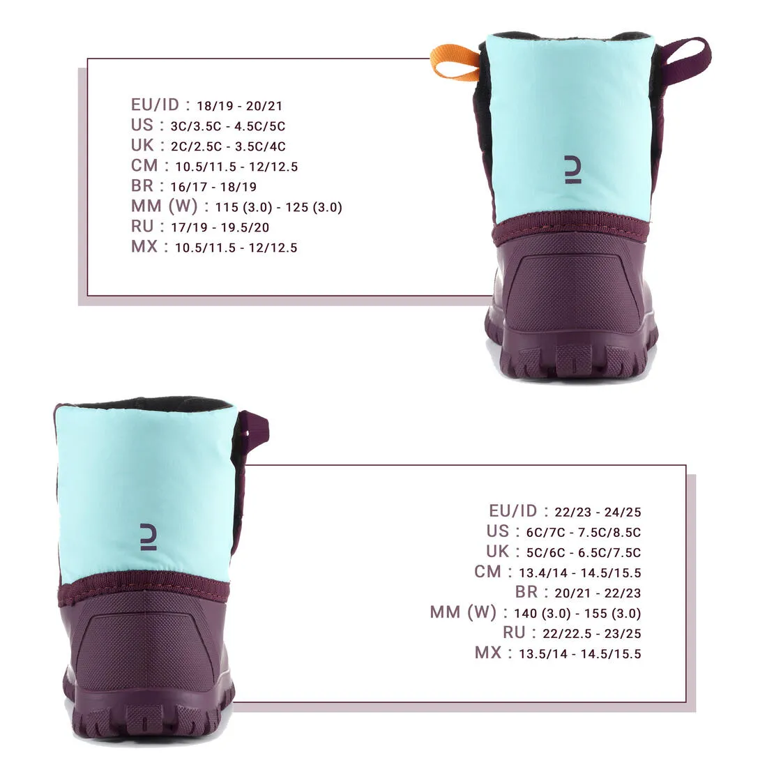 Wedze Warm Après-Ski Baby Snow Boots - Purple