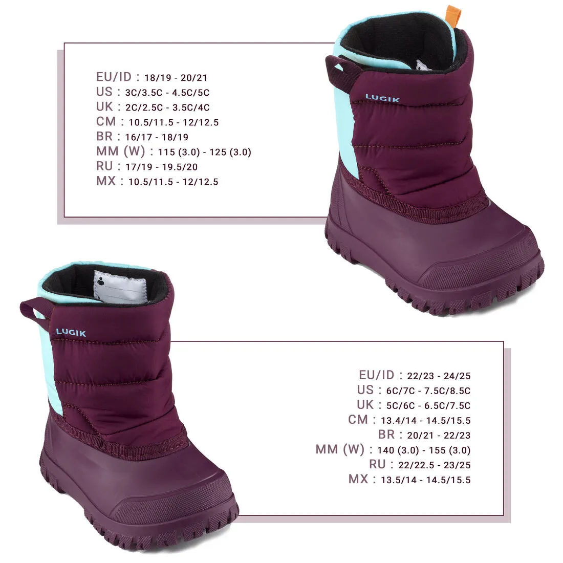 Wedze Warm Après-Ski Baby Snow Boots - Purple