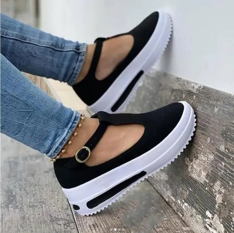 Winter Women's Sandals Vintage Wedge Platform Fashion Walking Buckled Shoes