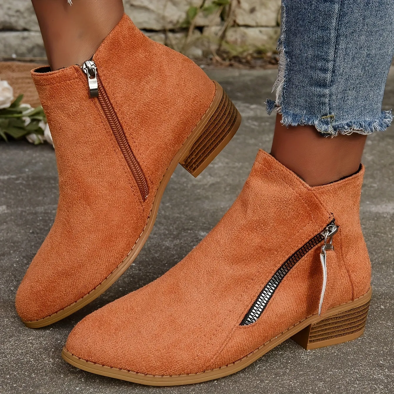 Women Arch Support Warm Suede Leather Winter Snow Ankle Boots