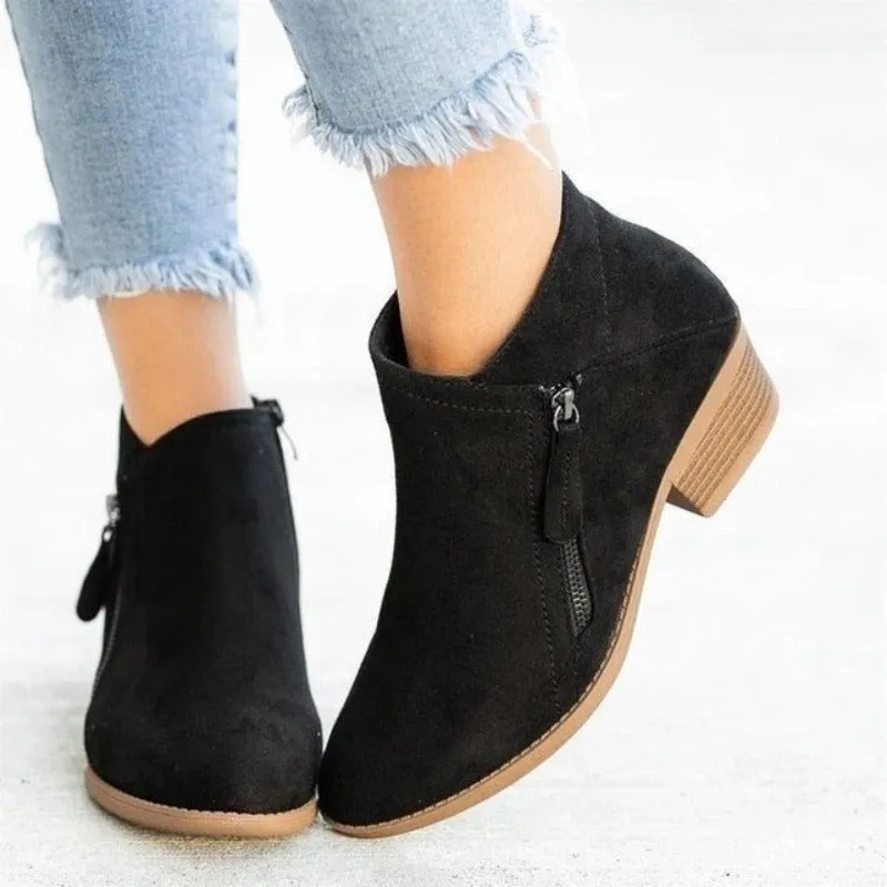 Women Arch Support Warm Suede Leather Winter Snow Ankle Boots