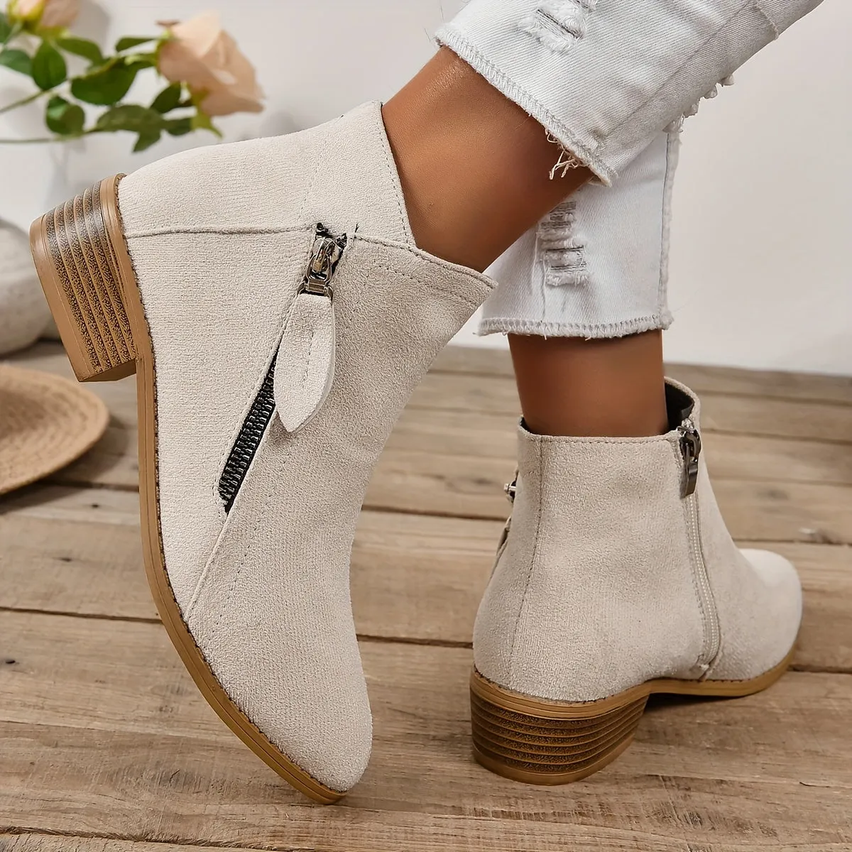 Women Arch Support Warm Suede Leather Winter Snow Ankle Boots