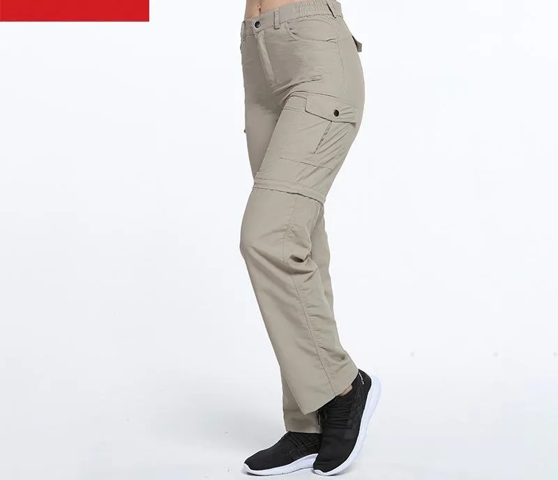 Womens Quick-dry cargo pants with detachable legs, for hiking, camping, fishing and outdoors